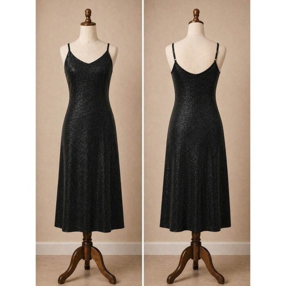 Black‎ Sparkle Maxi Dress XS Taylor Formal Prom Evening Gown